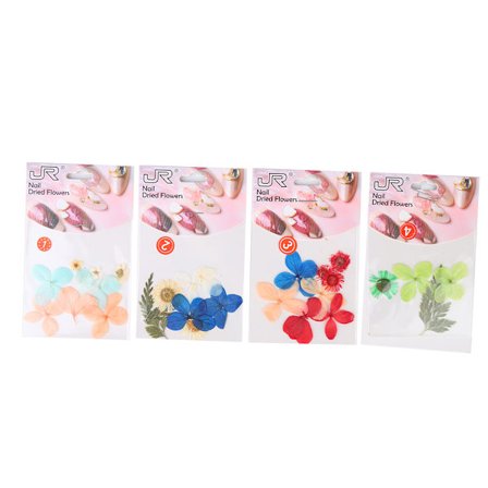 4 stk. Nail Art Tørrede Blomster Naturlige Tørrede Blomster Negle DIY Dekoration Decals Kort #01 Sæt