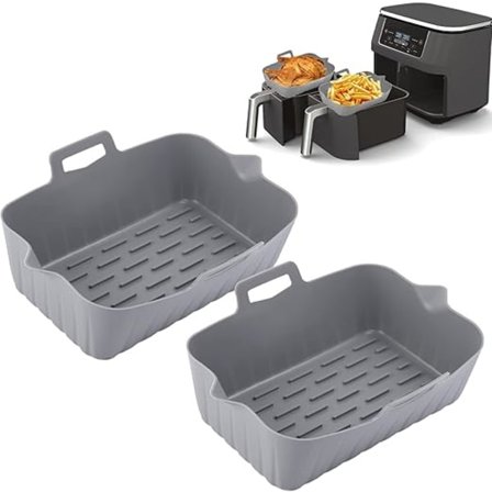 Silikonform for airfryer (2 x grå) for rektangulære airfryers