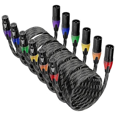 6-pakning XLR-kabler, XLR hann til hunn mikrofonkabel, 3-pins balansert XLR-høyttalerkabel for mikrofon