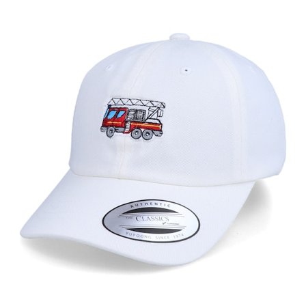 Kiddo Cap - Wit unconstructed Cap - Kids Fire Truck White Dad Cap @ Hatstore