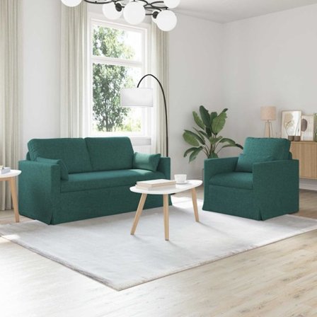 Soffa 140cm 2 pcs Mörkgrön Metall