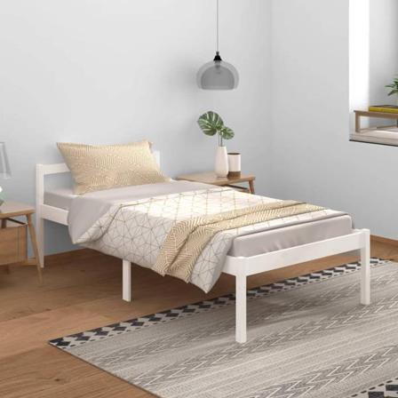 Vidaxl Sängram Vit Massiv Furu 100x200 Cm Vit