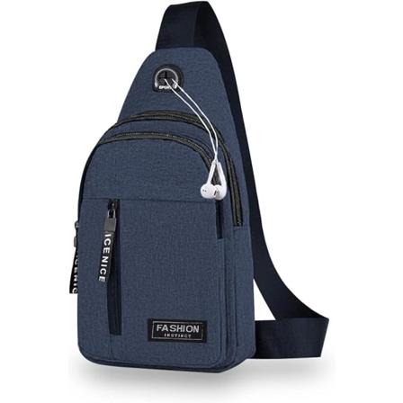 Lille Rygsæk til Mænd Letvægts Nylon Sling Rygsæk Taske Anti-tyveri Casual Mænd Kvinder Bryst Taske til Vandreture Cykling Udendørs Rejser(Blå) Blue