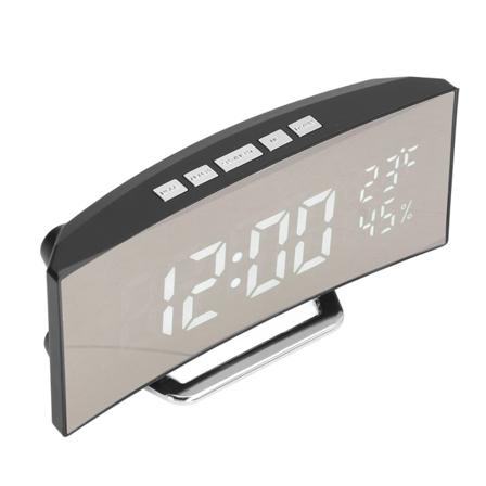 LED digital klocka 3 nivåer Ljusstyrka Snooze USB Batteridriven Elektronisk spegelväckarklocka med Temp Fuktighet Display Vitt ljus