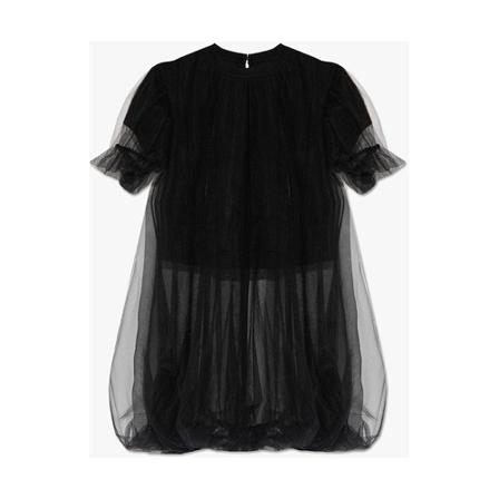 Comme des Garçons, Tulle-trimmed top Zwart, Dames, Maat:S,Katoen