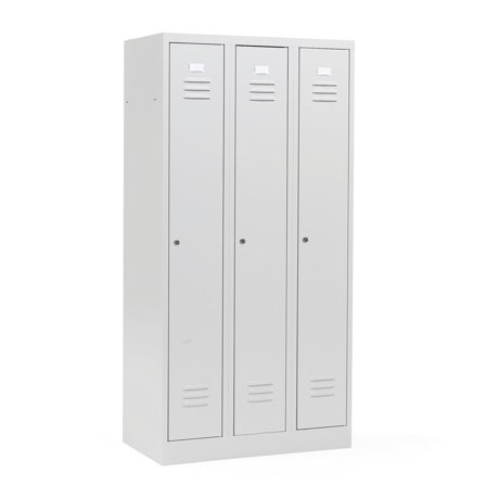 Omklædningsskab CAMPUS, 3 sektioner, 3 døre, 1800x900x500 mm, inkl. låse