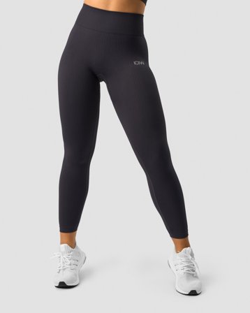 ICANIWILL - Ribbed Define Seamless Tights Dk Graphite - Träningstights - Dam - Träningskläder från ICIW