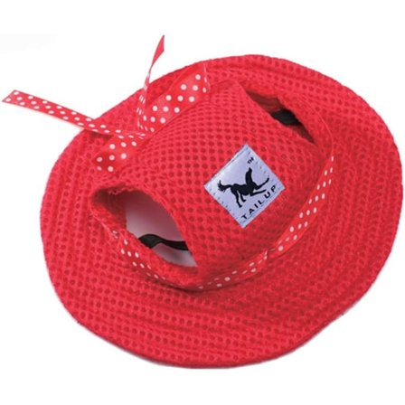 Hundskyddshatt med rund brätte, cap som andas utomhus för sommarhund med öronhål och justerbar hakrem för små medelstora hundar