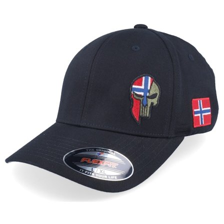 Army Head - Norway Army Skull Black Wooly Combed Flexfit Flexfit Black Cap - @ Hatstore
