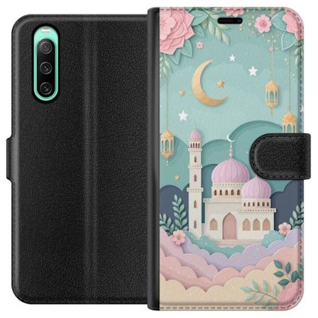 Kompatibel Tegnebogsetui til Sony Xperia 10 IV Sagolik moské i pastellfärger med hängande lyktor stjärnor och halvmåne bland moln
