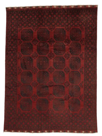 Afghan Fine Matta 250X334 Svart/Mörkröd Stor Ull, Afghanistan