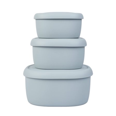 Silikon Matförvaringsbehållare Set - Återanvändbara Lufttäta Matbehållare med Lock - Lunch- och Matlådor för Vuxna och Barn - Frys, Grå