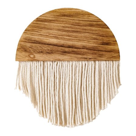 Dörrgardin Makramé Väggbonad Dekor, Böhmisk Halvcirkel Träskiva, Ornament med Långa Tofsar, Handgjord Träväv, Halvcirkel Trähylla f