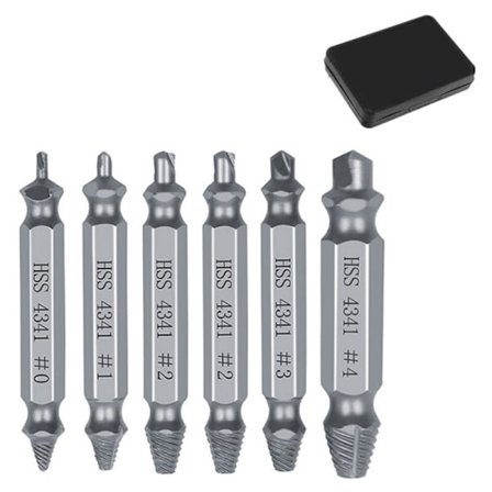 6-delad skadad skruvextraktorsats, ta bort alla skalade eller skadade skruvar eller bultar