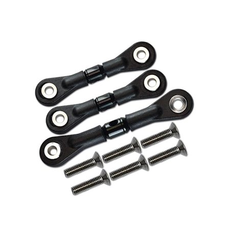 3 stk. Styrekoblingsstag Servo Stag for -02 -02T TT02 TT02T 1/10 RC Bil Oppgraderingsdeler Tilbehør, Svart