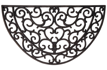 GardenLife Dørmatte Gummi Sort Halvrund 40x68cm