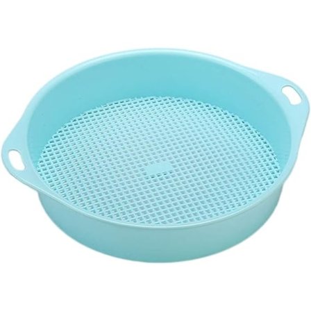 Plastik jordsigte, havesigte, sandsigte, haveartikler, såning, dyrkningsværktøj med armlæn, blå, til børn, voksne, hjem, græsplæne