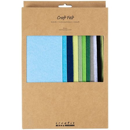 Creativ Company Feutrine synthétique A4 paquet de 10 Mélange de couleurs sarcelle