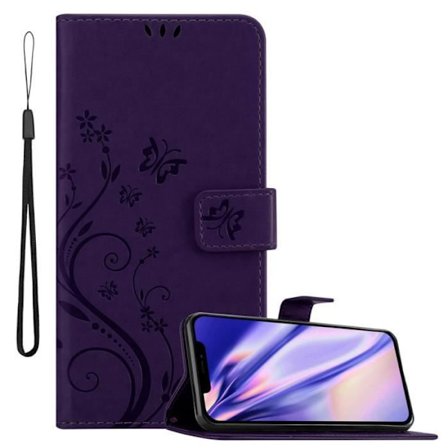Coque pour Apple iPhone 12 / 12 PRO Housse en LILAS FONCÉ FLORAL Etui Case Cover Protection Floral Portefeuille Wallet