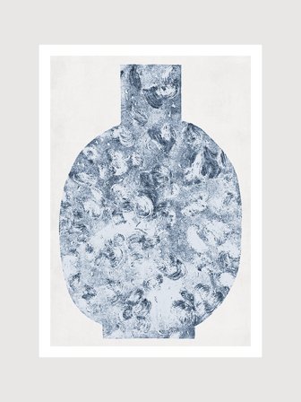 Poster med silhuett av kruka i blått på beige bakgrund | Kunstary.com, 30x40 cm