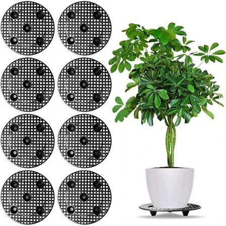 Sæt med 8 Plantebakker, 30 cm Runde Plantepottestativer, Potteplanteholdere, til Indendørs og Udendørs, Hjem