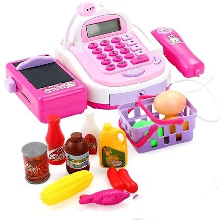 Mini Simuleret Supermarked Kasseapparat Rolle Spil Kasserer Kasse Børn Lad Som Om Leg Tidlig Læring Legetøj 1stk(Pink)