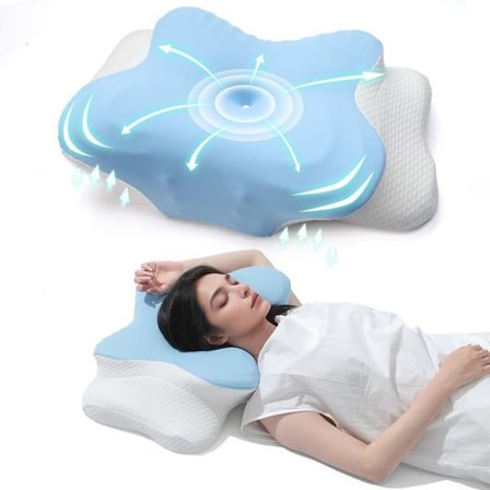 Ergonomisk kudde - Nackkudde - För rygg-, mage- och sidosovare - Memory foam - Sovkudde