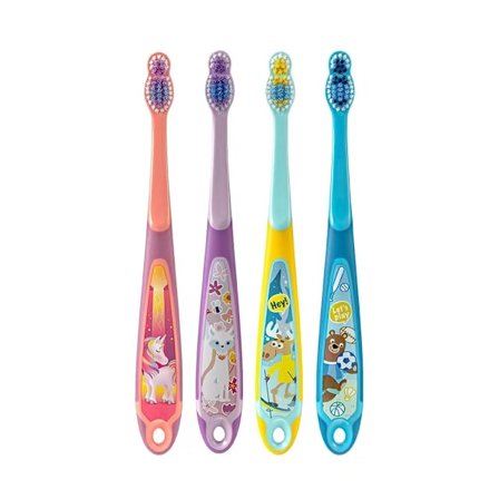 Pakke med 4 børnetandbørster - Tandbørste til børn fra
