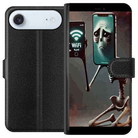 Kompatibelt Plånboksfodral till Apple Apple iPhone 17 Air Italiensk hjärnrut WiFi-tema - Skelett med mobil och svag signal