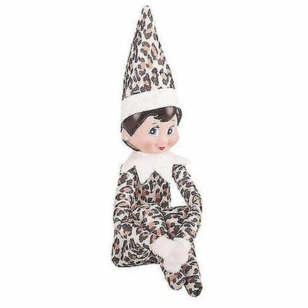 Julepynt Plysjdukke Elf Gutt Jente Figur På Julegavehylle -a11-Xin Leopard Print Girl