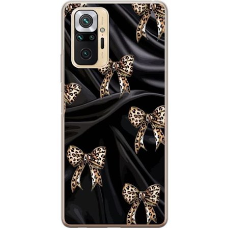 Kompatibelt Mobildeksel til Xiaomi Redmi Note 10 Pro Leopardmønstrede sløyfer på svart silkebakgrunn, luksuriøst mønster med glamour, eksklusiv stil o