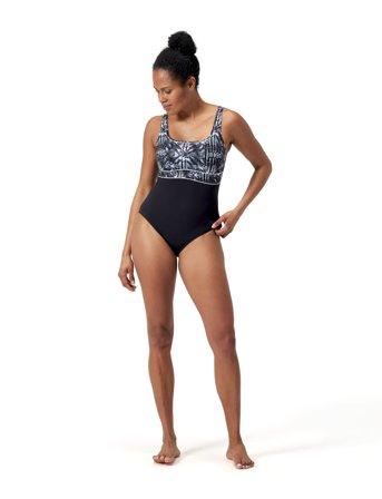 Speedo Womens Shaping Contour Eclipse Printed 1 Pc - Black - 36