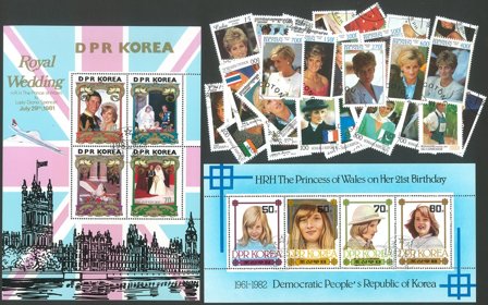 Diana frimærkepakke - 50 forskellige frimærker/miniark