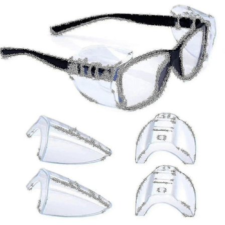 Sidoskydd för skyddsglasögon, påskjutbara klara sidoskydd, passar små till stora glasögon