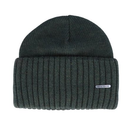 Stetson - Grön cuff Beanie - Merino Wool Green Cuff @ Hatstore