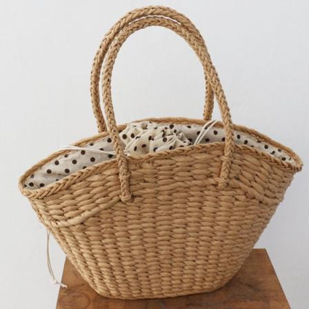 Dam Handväska Ins Halmväska Mode Damväska Strand Vävpapper Garn Ny Polka Dot Handväska Khaki