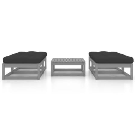 Vidaxl Loungegrupp Med Dynor 5 Delar Massiv Furu Grå
