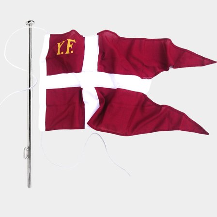 Conjunto de bandeira náutica com bandeira de iate Adela Royal, Dinamarca, poliéster marinho (160 g / m²), 100 cm x 52 cm + mastro Ø25 mm, 120 cm em 