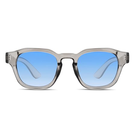 Occhiali da sole geometrici con montatura in corno, chiari e blu sfumati per uomini - Occhiali da sole polarizzati