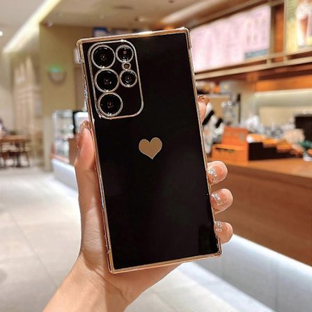 Kärlekshjärta-pinnoitettu kuori, yhteensopiva Samsung Galaxy S23 Ultran kanssa, pehmeä TPU-iskunkestävä suojakuori