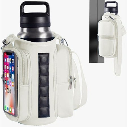 Magnetisk sportstaske med justerbar skulderrem - Inkluderer vandflaskeholder og lomme - til sport, træning, rejser og arbejde (Hvid)