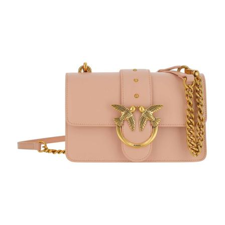 Pinko, Bag soft leather Closure embellished with the iconic Love Birds Roze, Dames, Maat:ONE Size,leer
