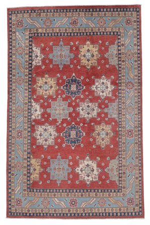 Hand Knotted Kazak Fine Rug 189X294 Dark Red/Brown