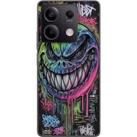 Yhteensopiva Puhelinkuori Xiaomi Redmi Note 13 Pro Värikäs graffitipiirros pahansuipasti hymyilevästä hirviökasvoista, jossa valuvat neonvärit
