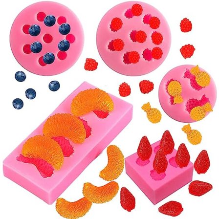 5 stk frukt silikonform fondant fruktformet geléformer, 3D Mi