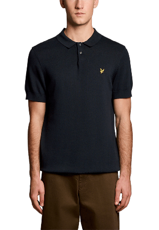 Lyle & Scott Cotton Short Sleeve Knitted Polo Tröjor Herr Blå M