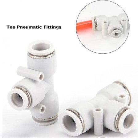 12mm T-koppling Pneumatiska Fittings, 20 st Luftledningskopplingar, Plast Push Quick Connect Kopplingar, Luftverktygstillbehör för Rör, Vit