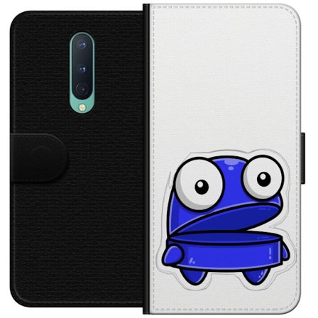 Kompatibelt Lommeboketui til OnePlus OnePlus 8 Blå tegnefilmfigur med åpent uttrykk og store øyne i morsom illustrasjon