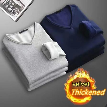 Vinter Termisk Underundertøj 2-delt Fløjl Langærmet T-shirt Mænd Fleece Sport Top Tykkelse Thermo Tøj Behagelig Varmt Top set23 4XL 75-85KG