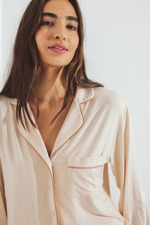 NA-KD Chemise de pyjama douce - Vêtements de Nuit - Beige - XS (EU 32)